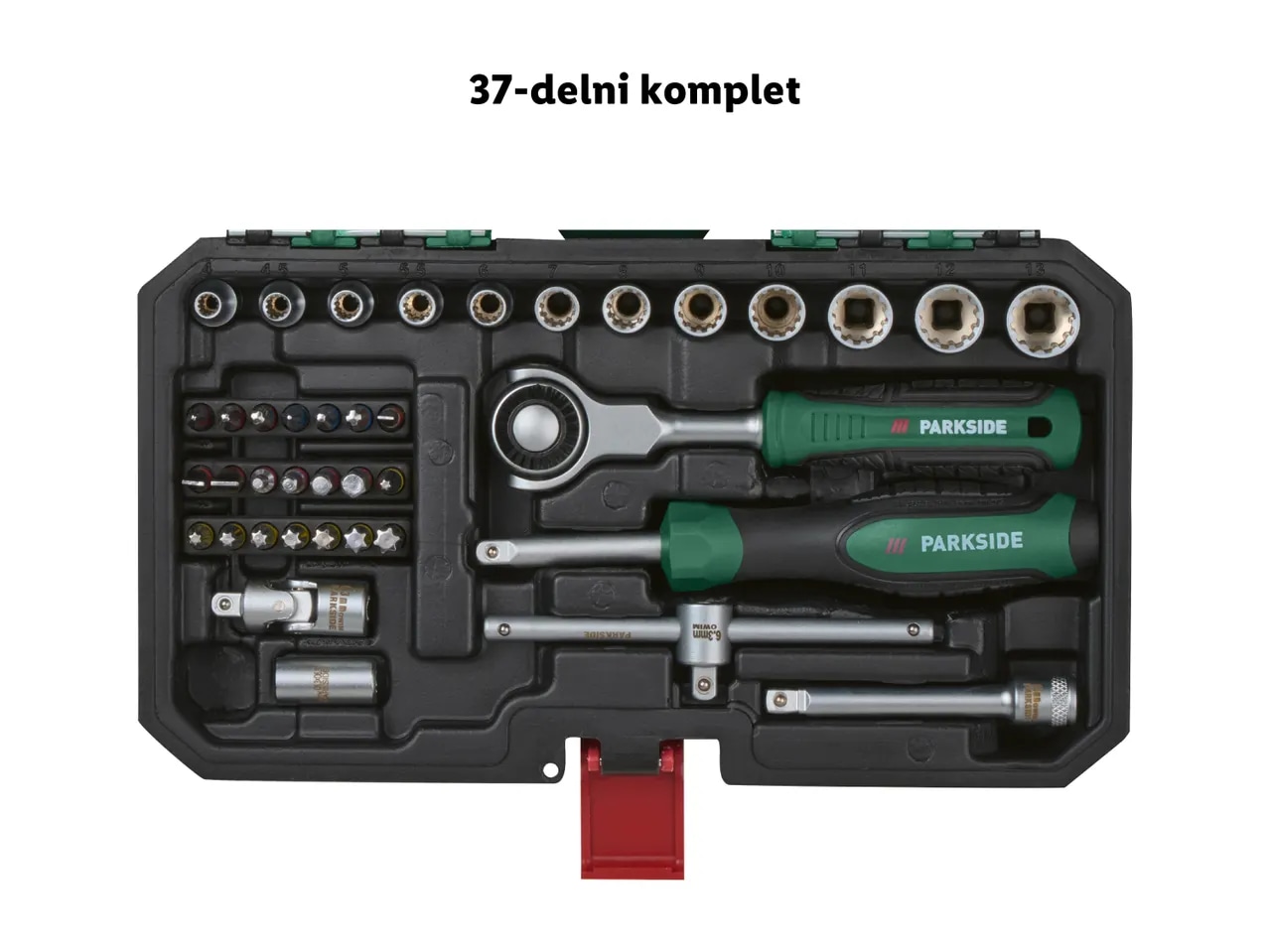 Parkside Komplet z ragljo in nastavki 37-delni komplet