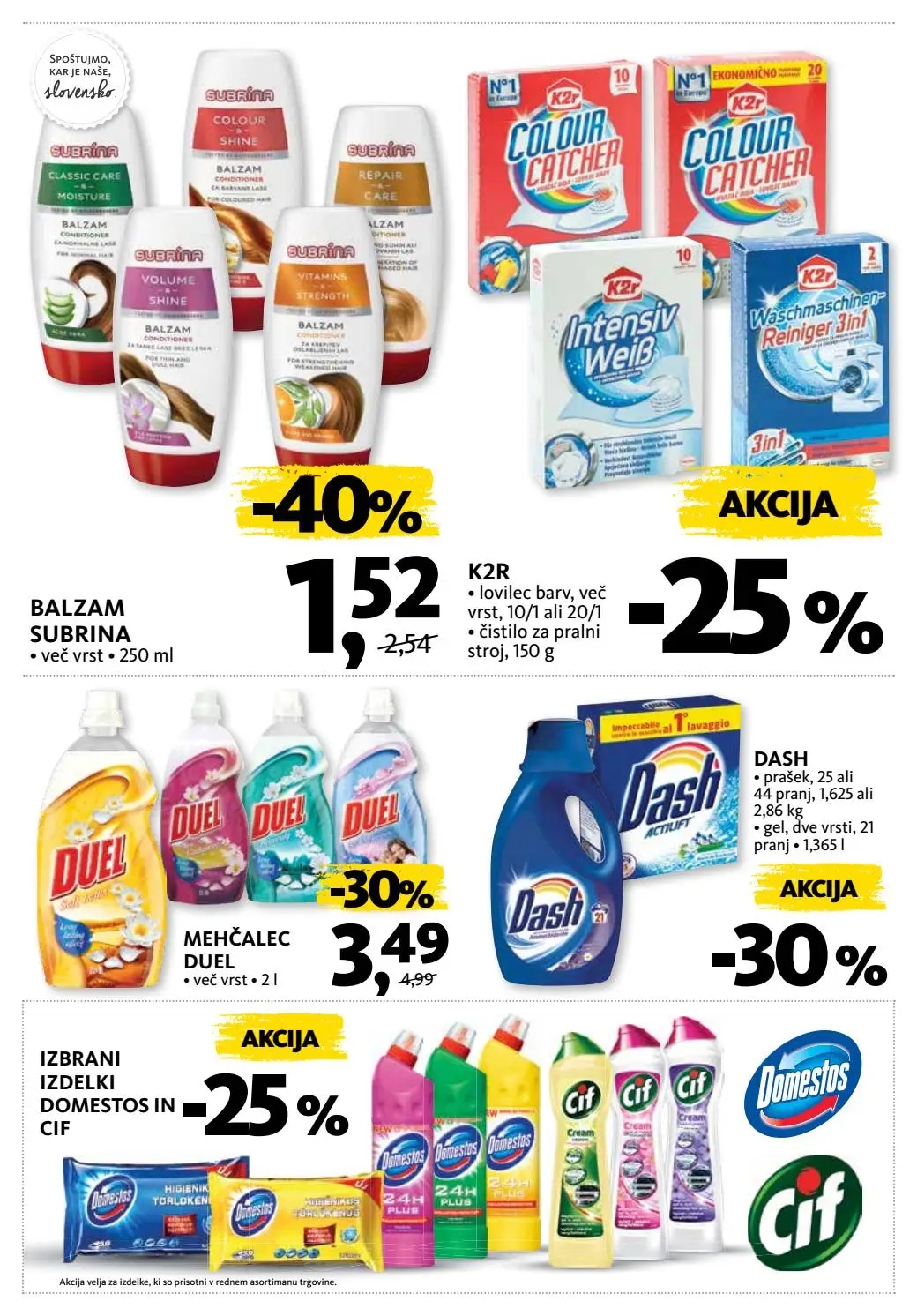 Izbrani izdelki Domestos ali Cif