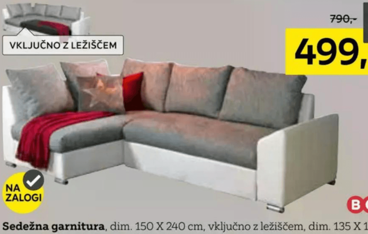 Sedežna garnitura - Akcija v trgovini Lesnina