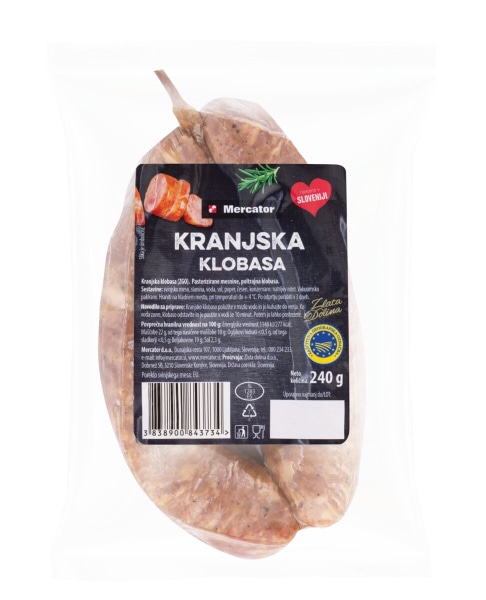Kranjska klobasa Mercator 240 g - Akcija v trgovini Mercator