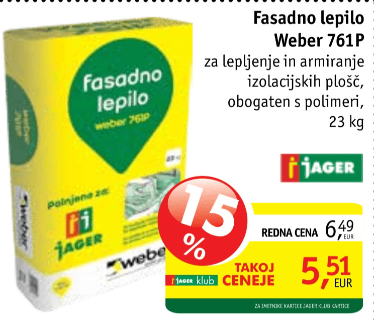 Fasadno lepilo Weber 761P 23 kg