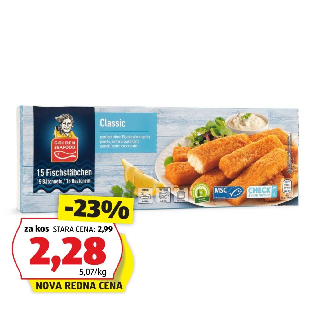 Golden Seafood Ribje palčke 450 g - Akcija v trgovini Hofer