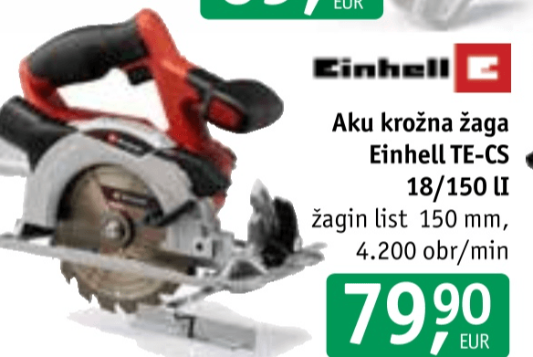Aku krožna žaga Einhell TE-CS 18/150 Li Einhell