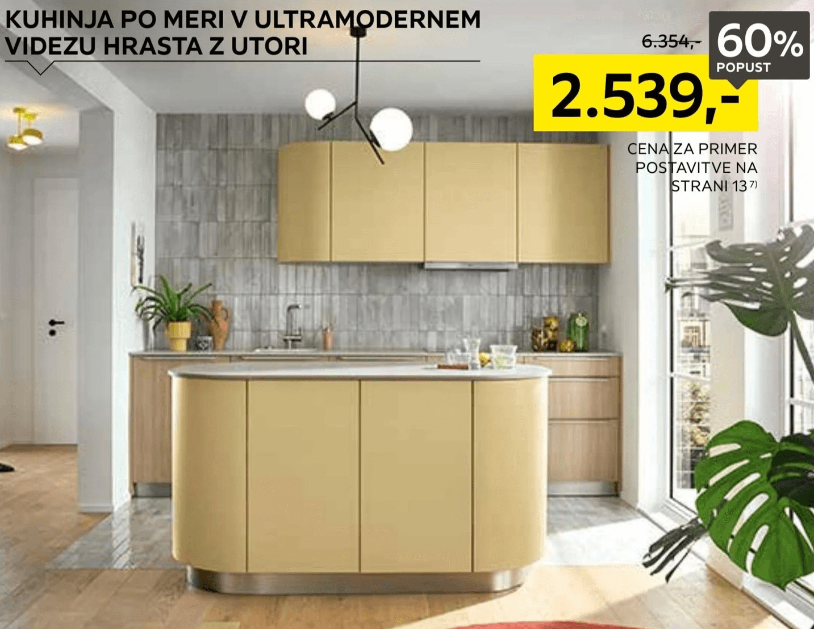 Kuhinja po meri v ultramodernem videzu hrasta z utori