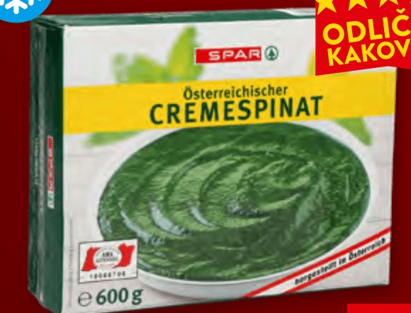 SPAR Kremna špinača 600 g - Akcija v trgovini Spar