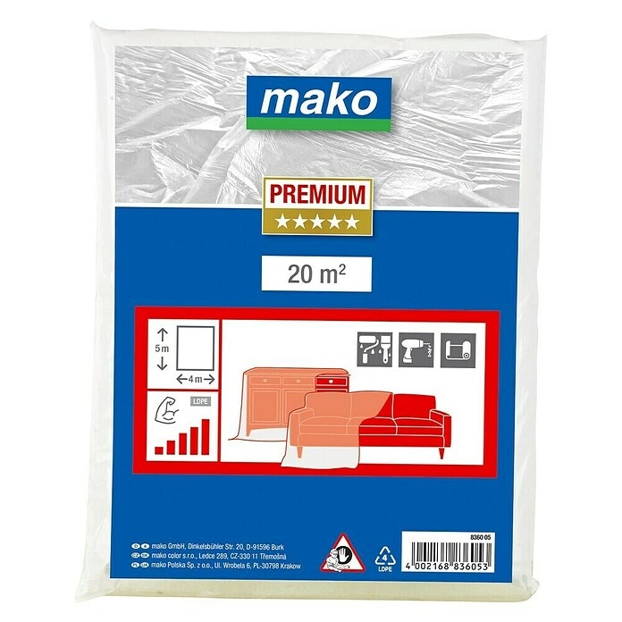 Prekrivna folija š 4 x d 5 m, za 20 m²