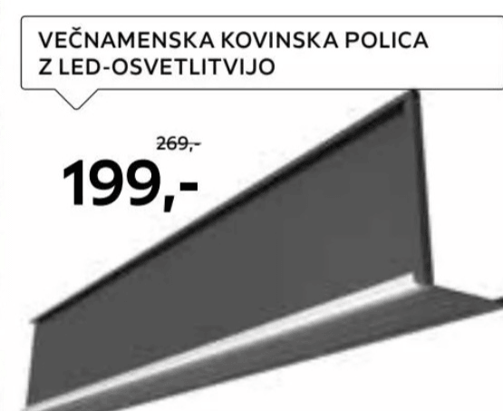 Večnamenska kovinska polica z LED-osvetlitvijo
