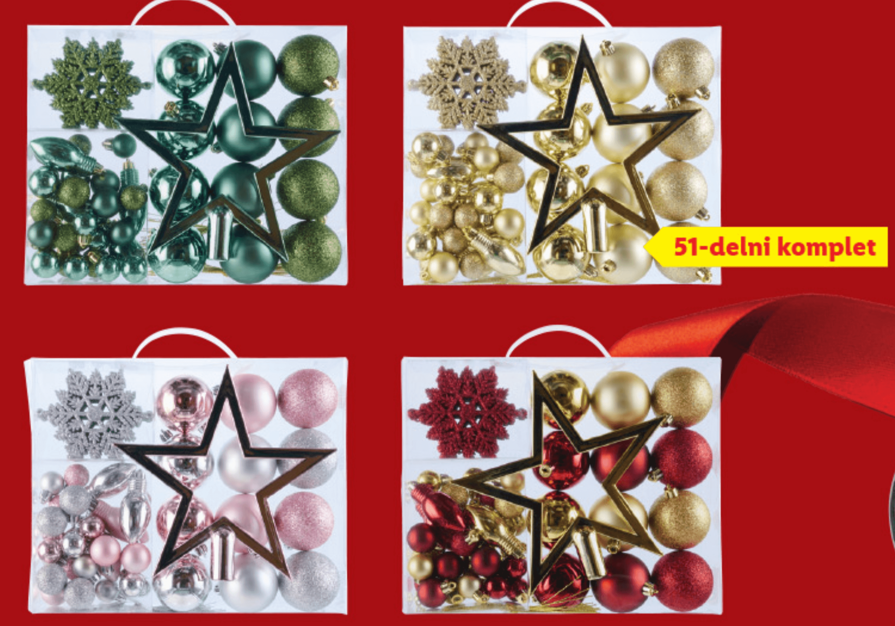 LIVARNO home Okraski za božično drevo 51-delni komplet