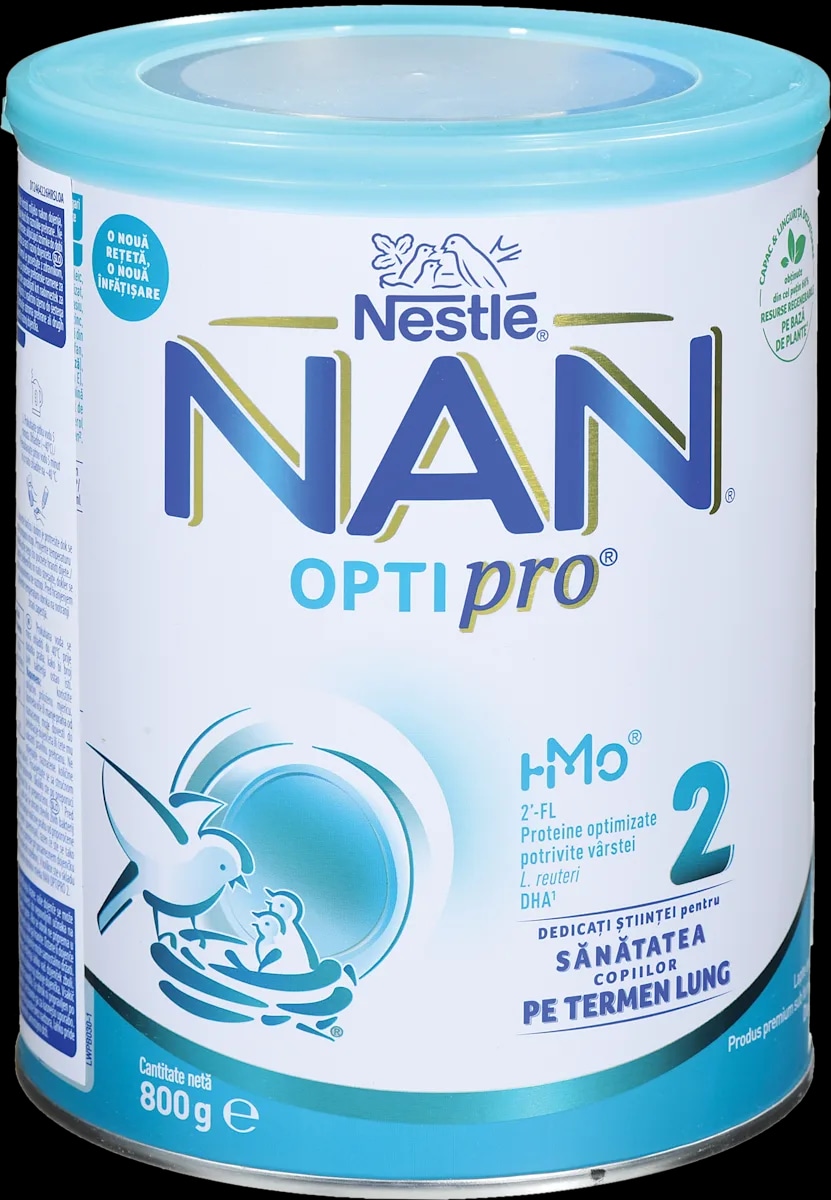 Nadaljevalno mleko za dojenčke Nan Optipro 2 ali prah za pripravo mlečnega napitka za otroke Nan Optipro 3 800 g