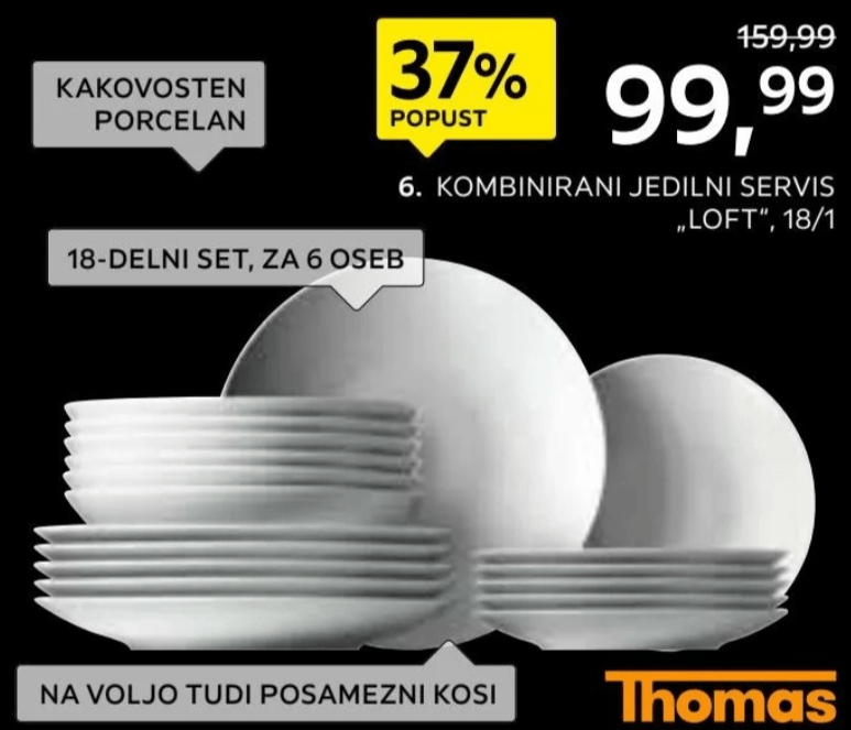 Kombinirani jedilni servis Loft 18/1