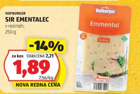 SIR EMENTALEC 250 g - Akcija v trgovini Hofer