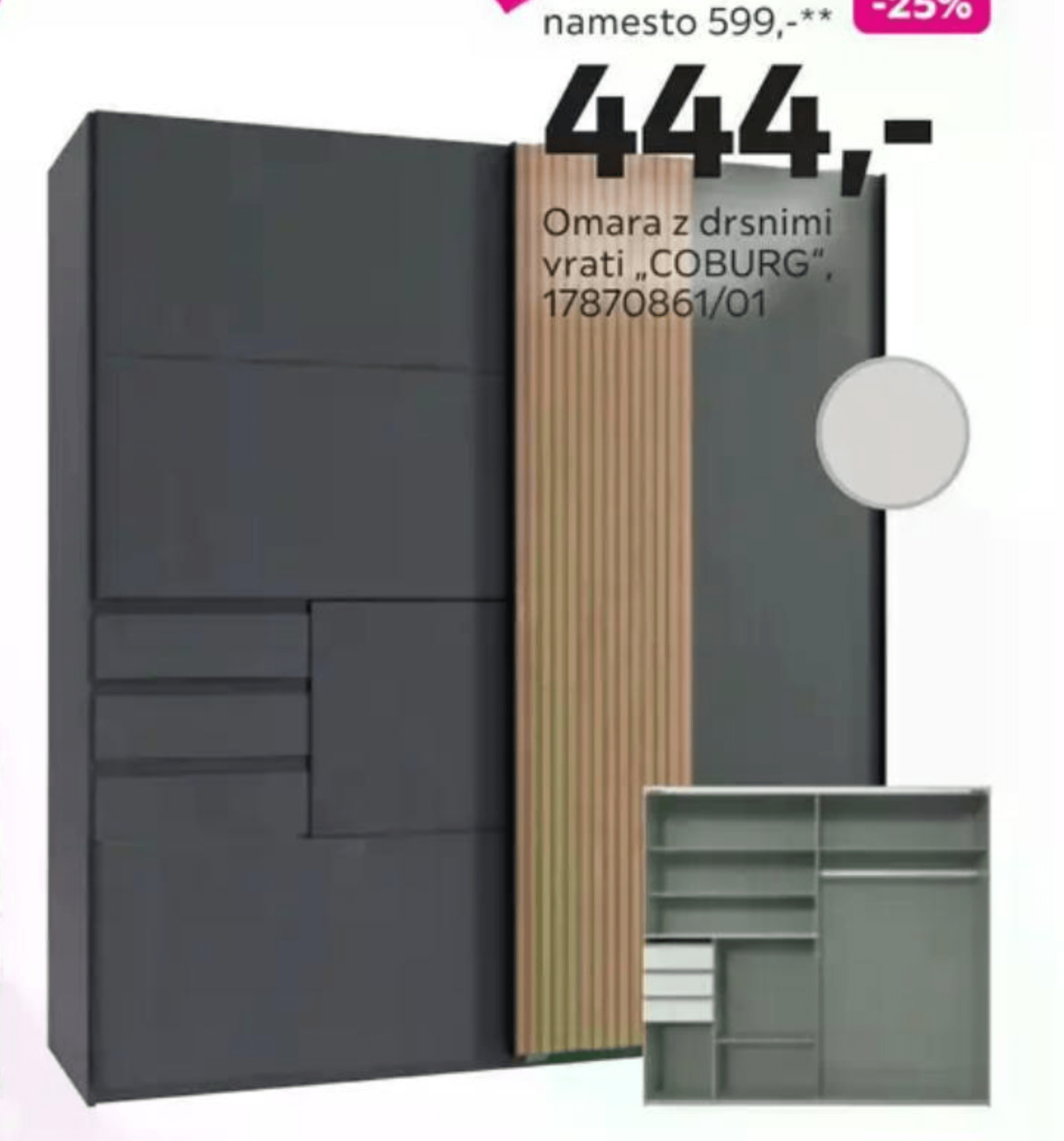 Omara z drsnimi vrati „COBURG"