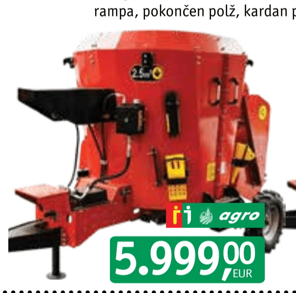 Mešalni voz za krmila 2,5 m³