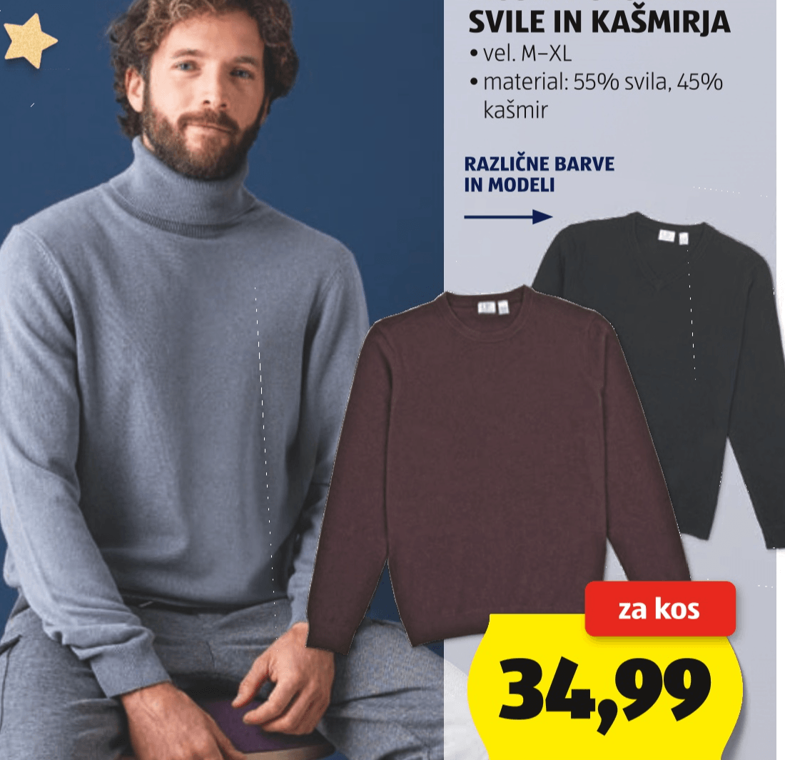 Moški pulover iz svile in kašmirja