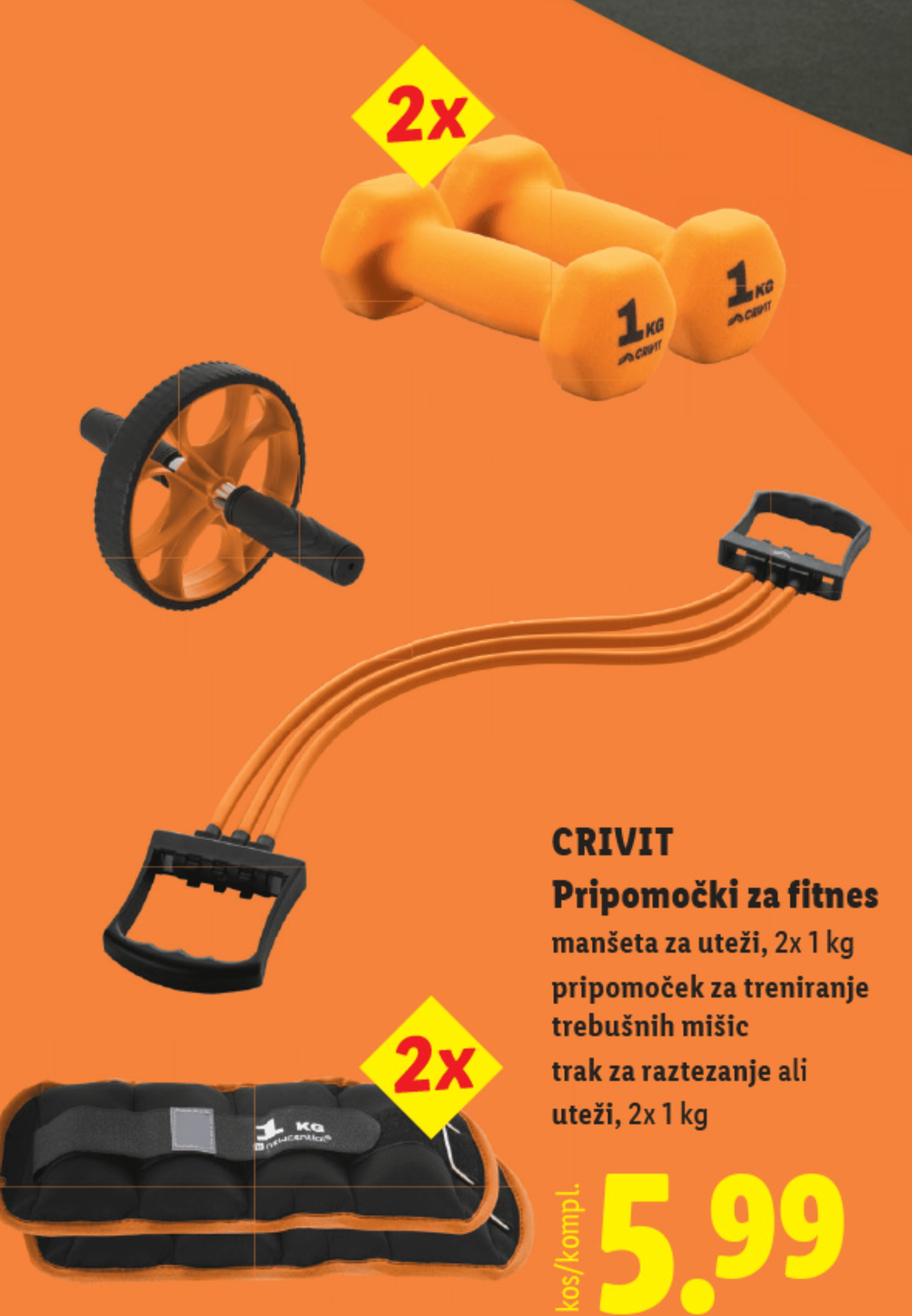 CRIVIT Pripomočki za fitnes (Uteži) 2x 1 kg