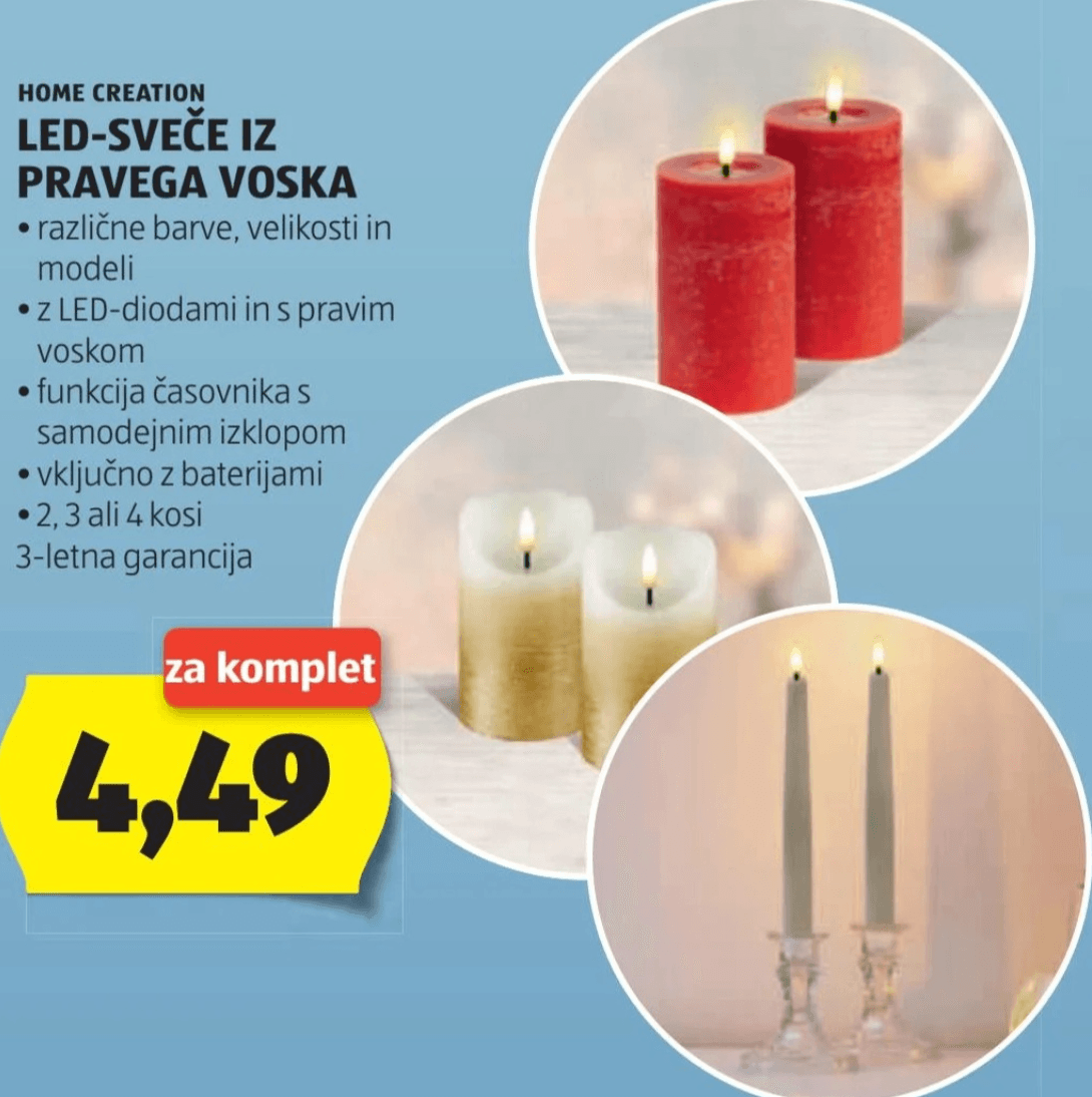 LED-sveče iz pravega voska 2, 3 ali 4 kosi