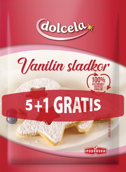 Vanilijev sladkor Dolcela / Pecilni prašek Dolcela Vanilijev sladkor 5+1 GRATIS, 48 g; Pecilni prašek 5+1 GRATIS, 72 g - Akcija v trgovini Spar