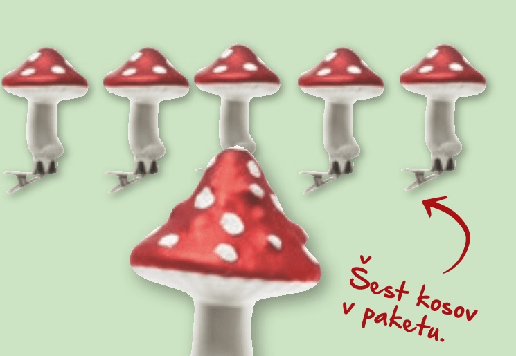 Okraski za jelko gobice 6 kos