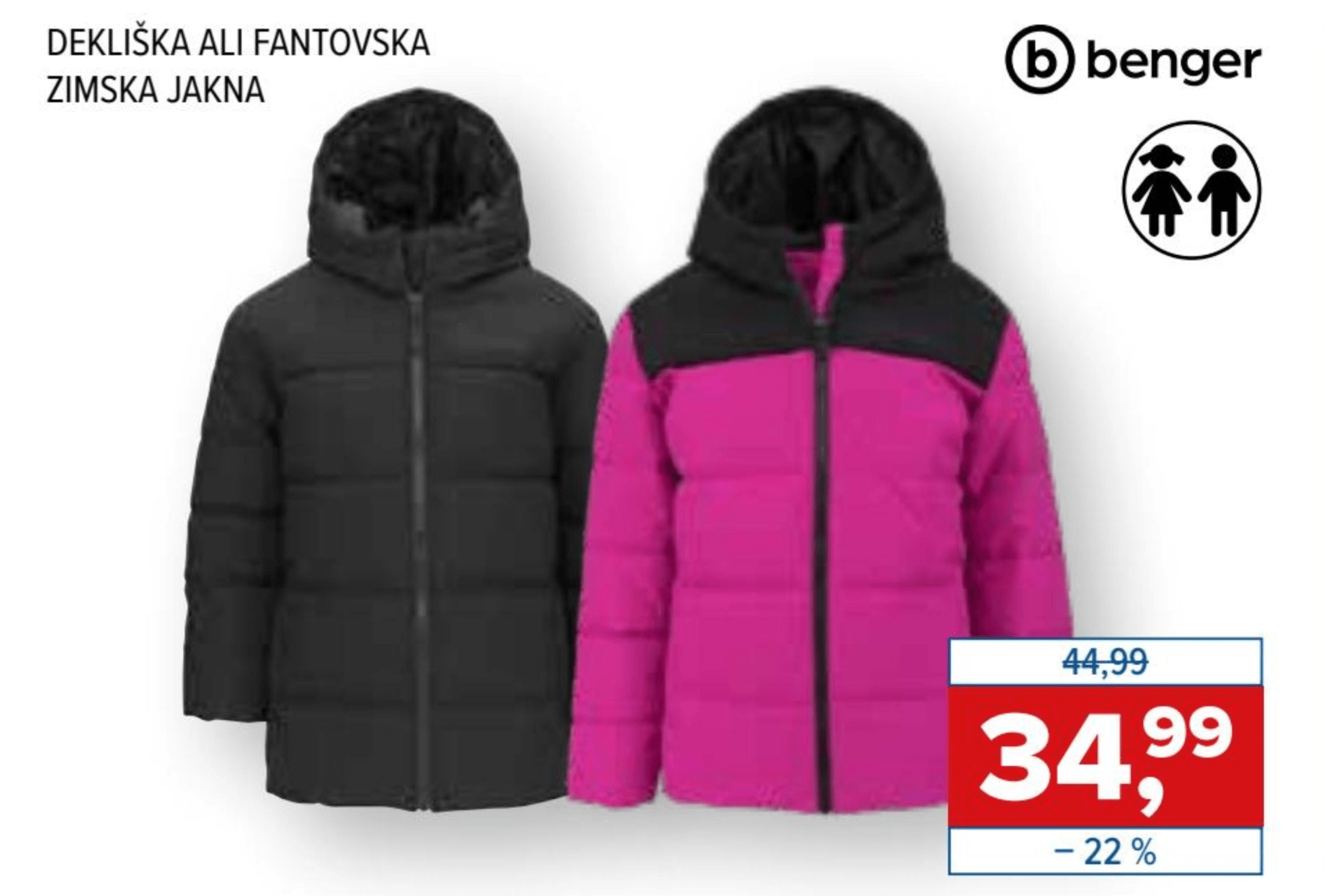Dekliška ali fantovska zimska jakna benger
