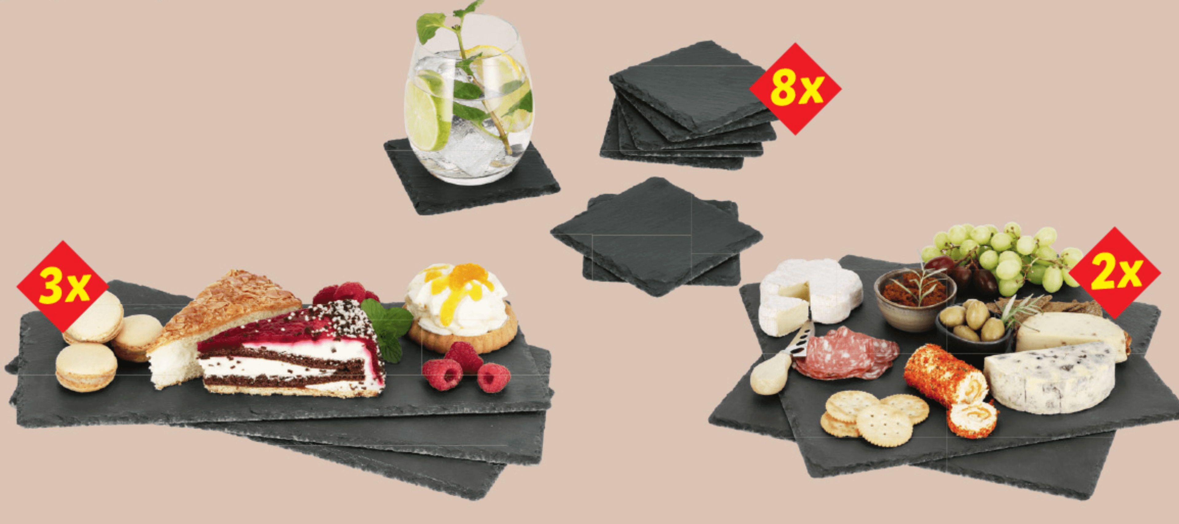 SILVERCREST Komplet servirnih plošč iz skrilavca