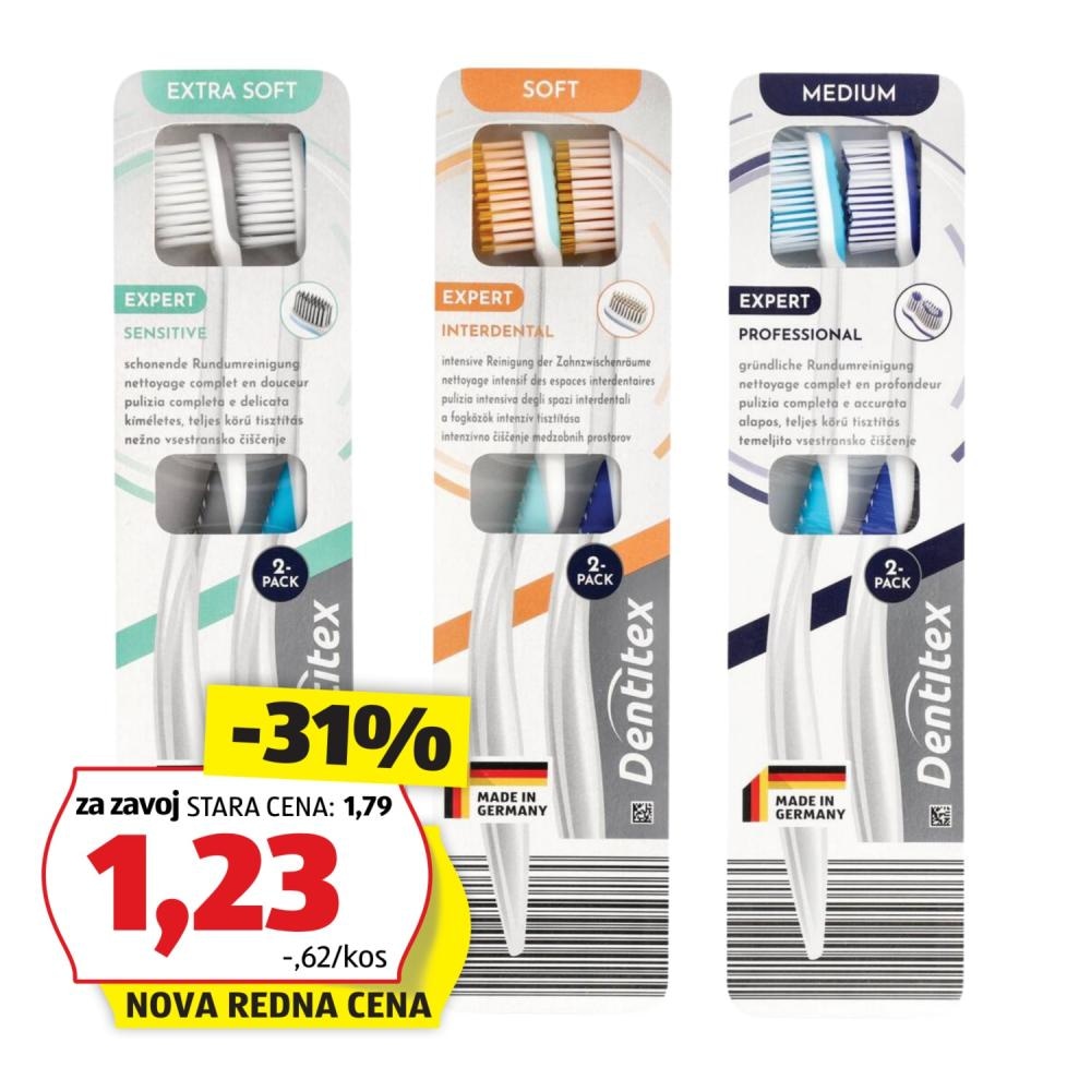 Dentitex Zobna ščetka 2 kosa