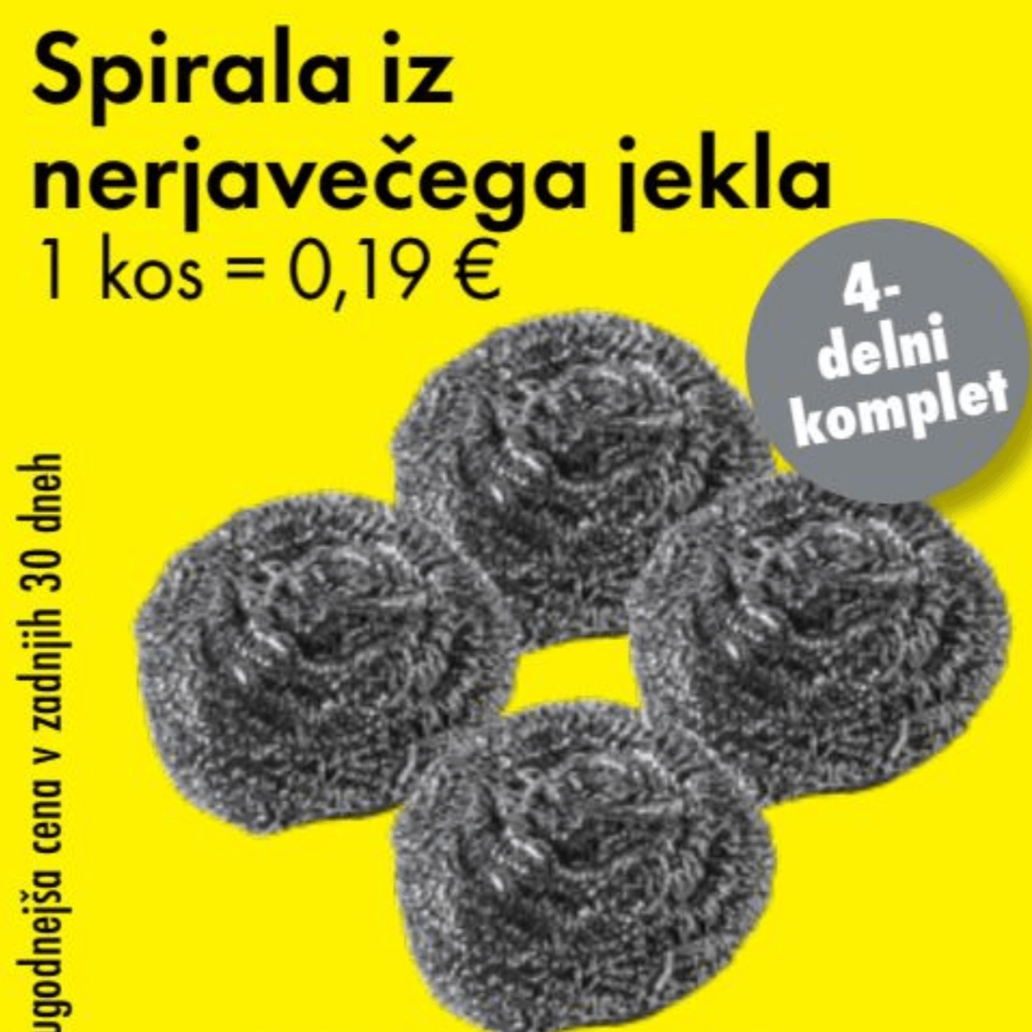 Spirala iz nerjavečega jekla 4-delni komplet - Akcija v trgovini Tedi