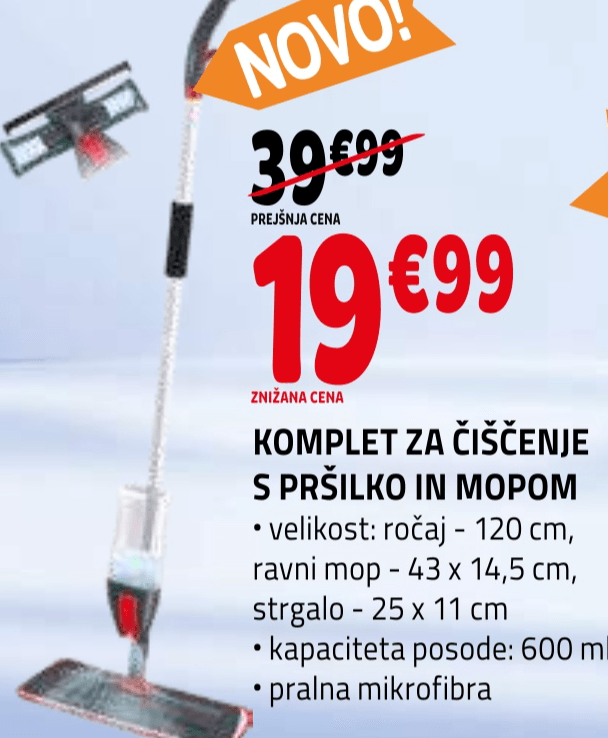 Komplet za čiščenje s pršilko in mopom