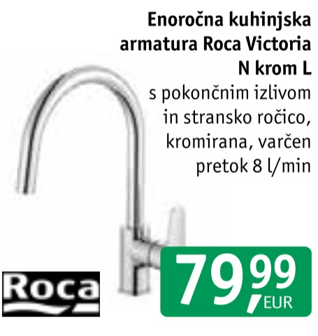 Enoročna kuhinjska armatura Roca Victoria N krom L