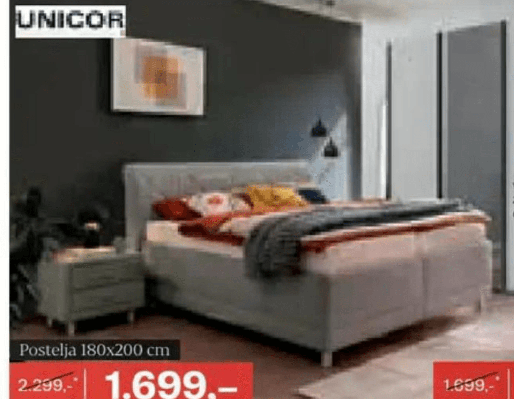 UNICOR Postelja 180x200 cm
