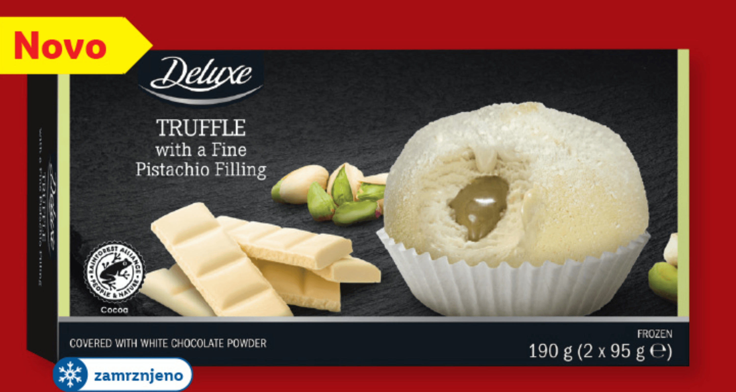 Deluxe Sladoledni desert s pistacijo in belo čokolado 190 g (2 x 95 g)