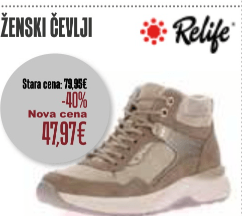 Ženski čevlji Relife - Akcija v trgovini Jager