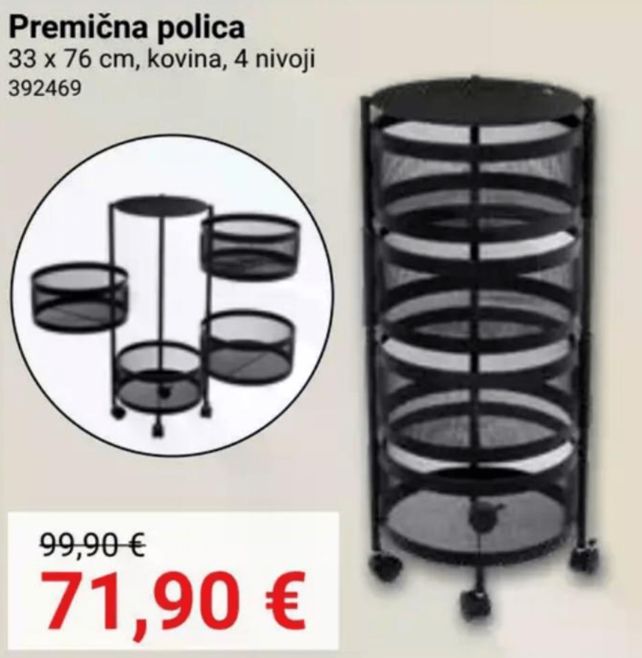 Premična polica - Akcija v trgovini Pevex