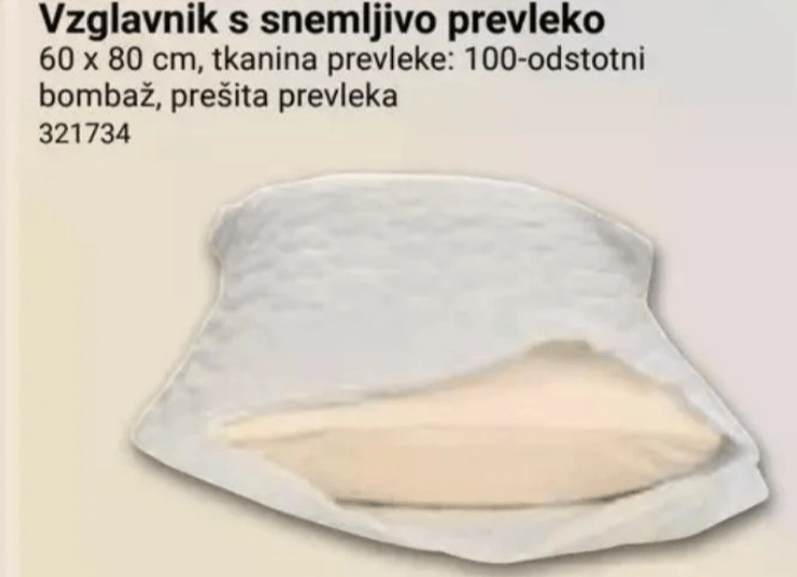 Vzglavnik s snemljivo prevleko 60 x 80 cm