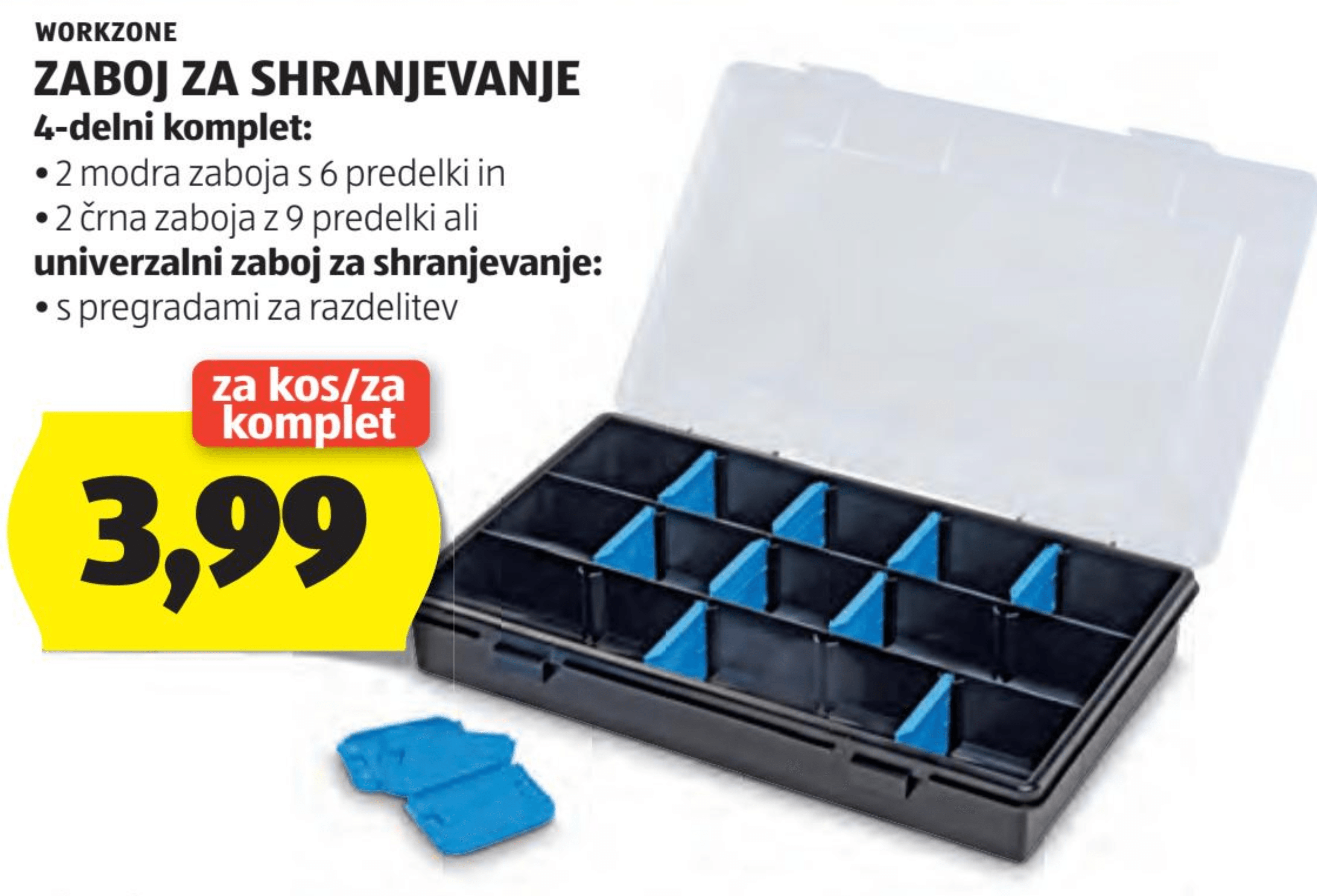 WORKZONE Zaboj za shranjevanje 4-delni komplet