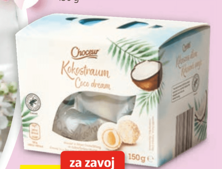 CHOCEUR VAFELJ PRALINE S KOKOSOM IN MANDLJEM 150 g - Akcija v trgovini Hofer