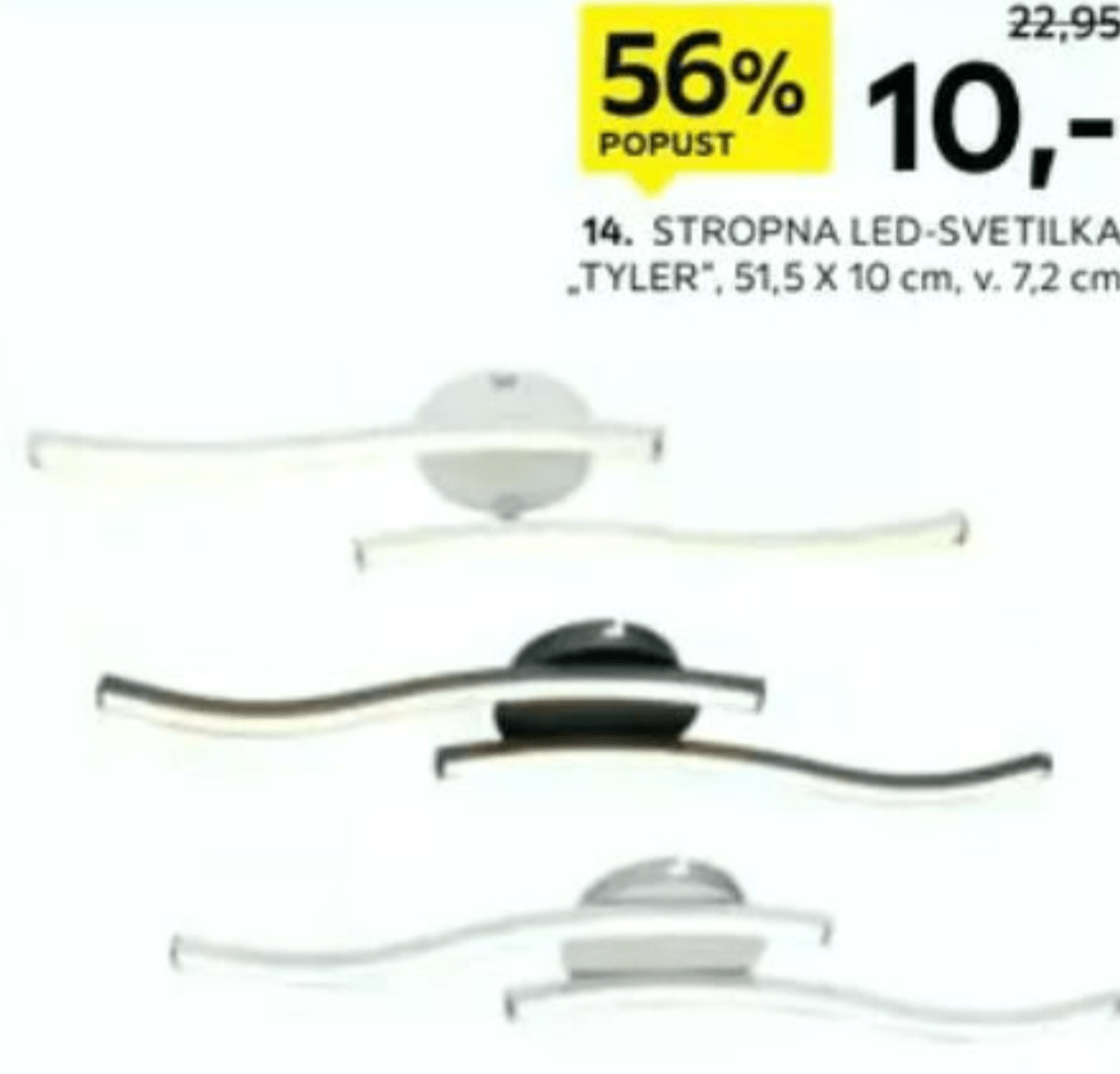 Stropna LED-svetilka „TYLER" 51,5 X 10 cm, v. 7,2 cm