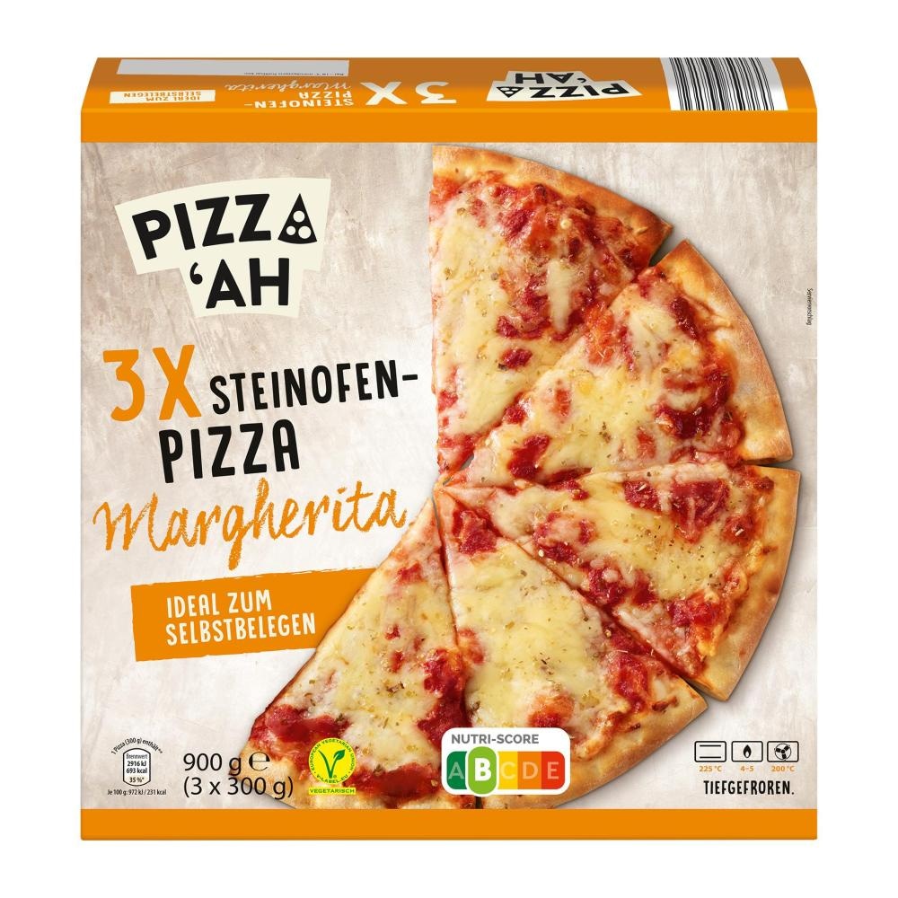 PIZZAH Pizza Margherita Steinofen-Pizza 3 x 300 g