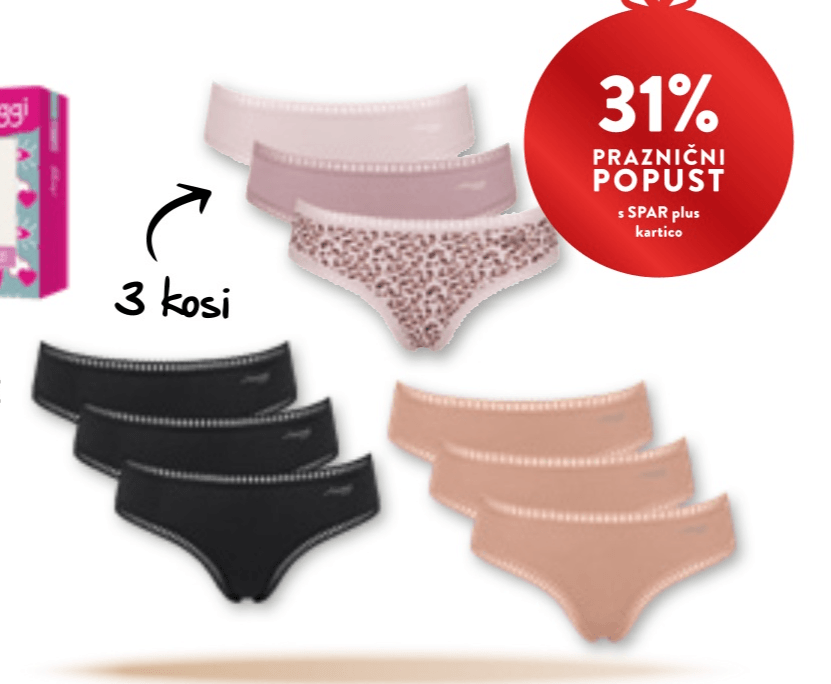 Ženske Spodnje Hlače Sloggi 3 kosi