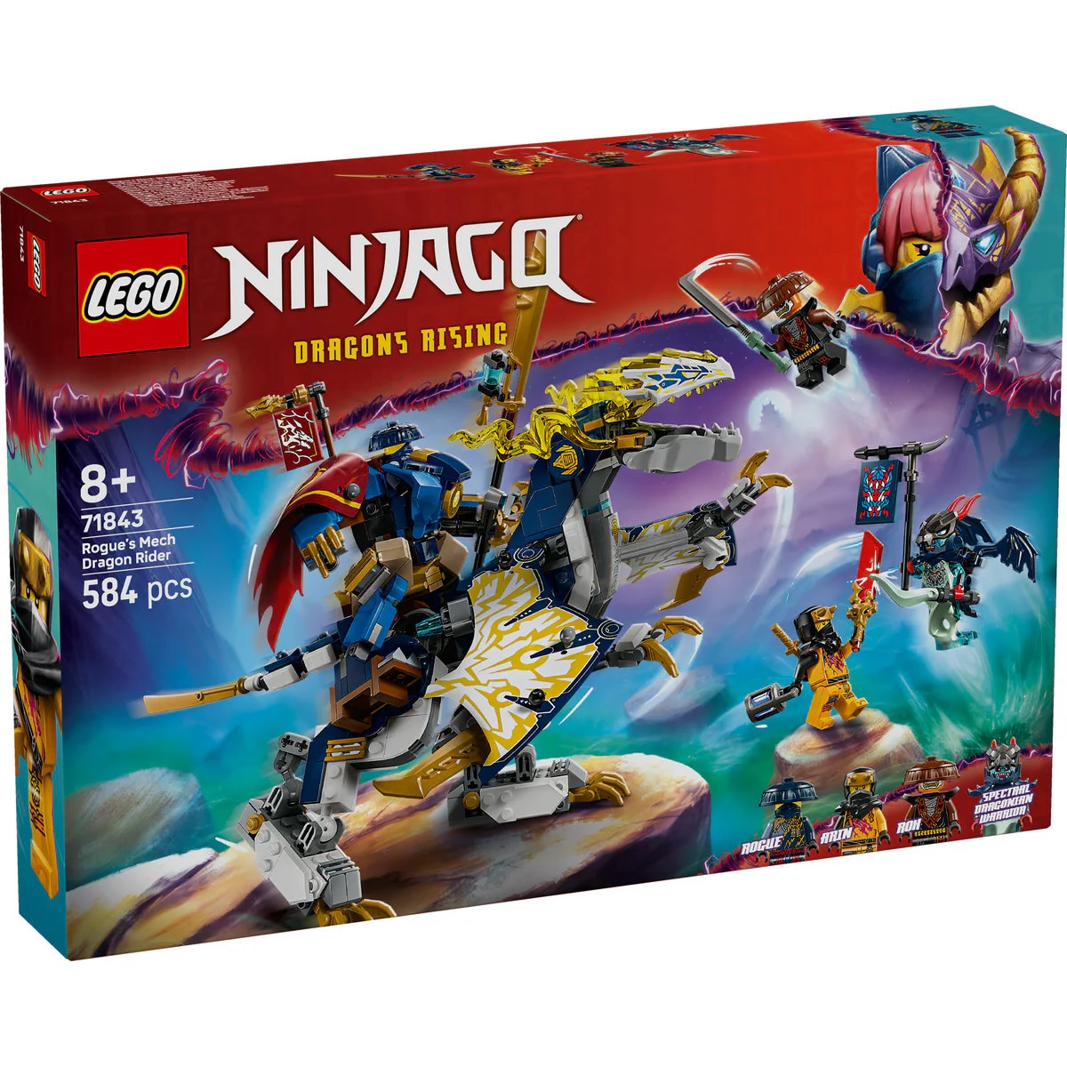 LEGO Ninjago Rogue v robotskem oklepu jezdi zmaja