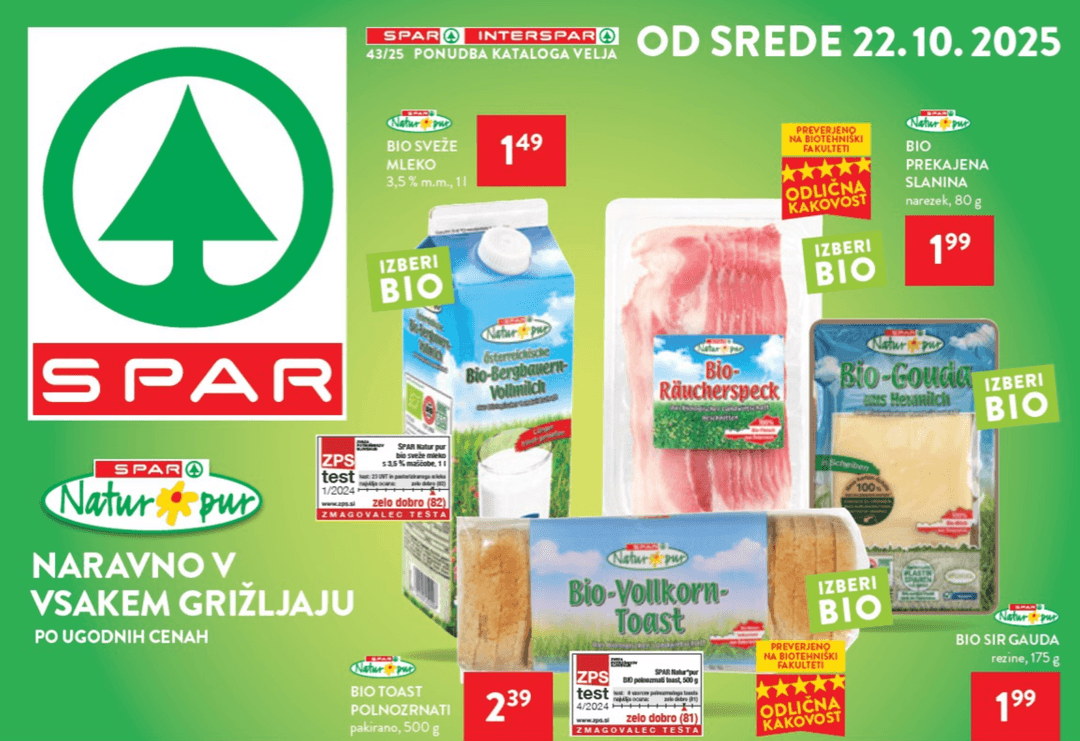 Spar katalog Akcijska ponudba od 22.10. do 28.10.2025