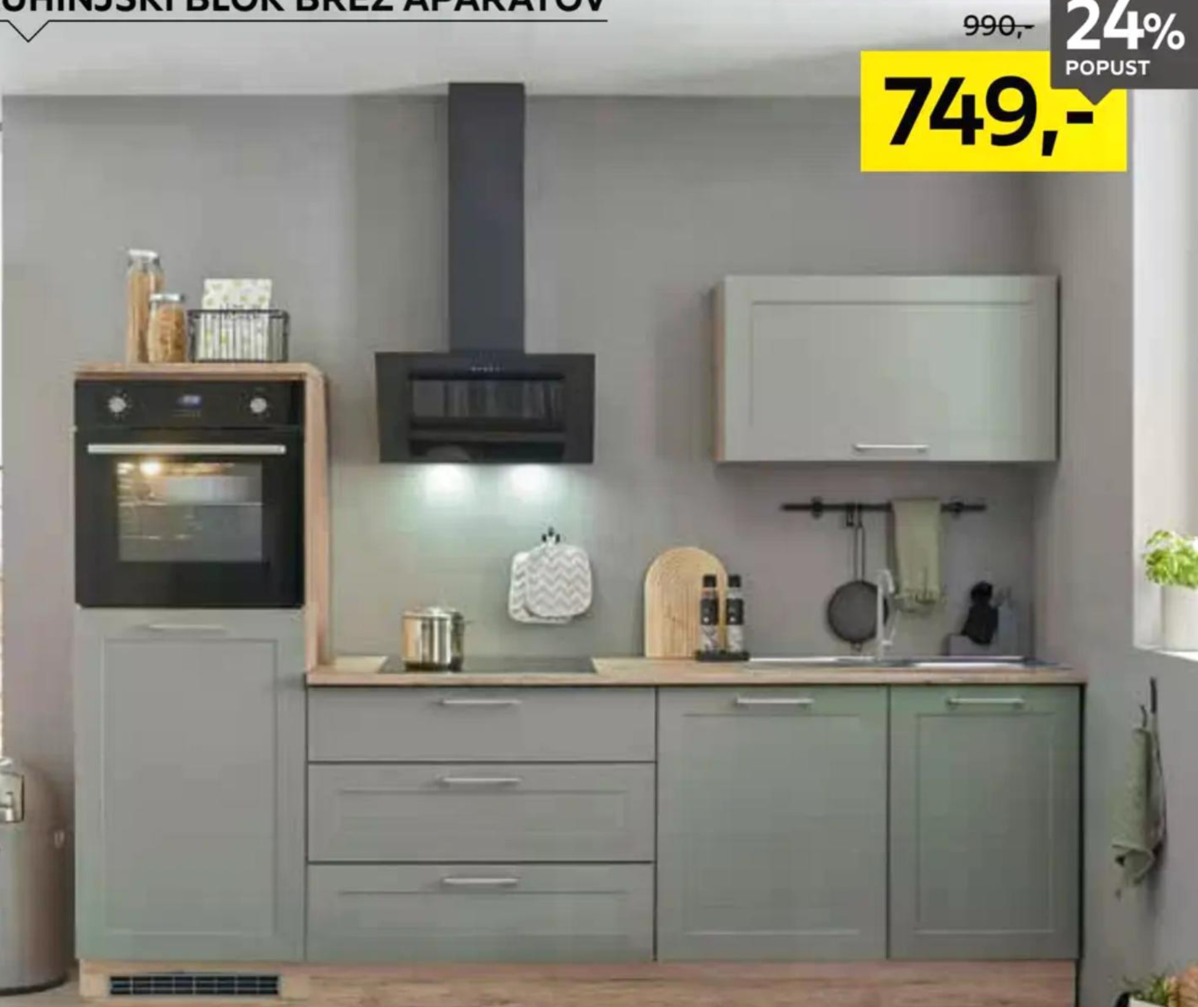 Kuhinjski blok brez aparatov 260 cm