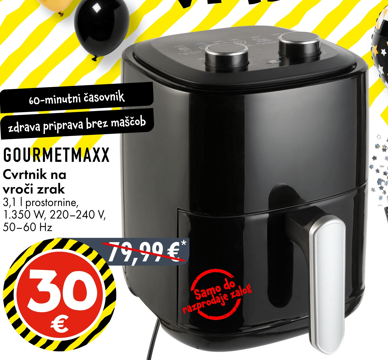 GOURMETMAXX Cvrtnik na vroči zrak