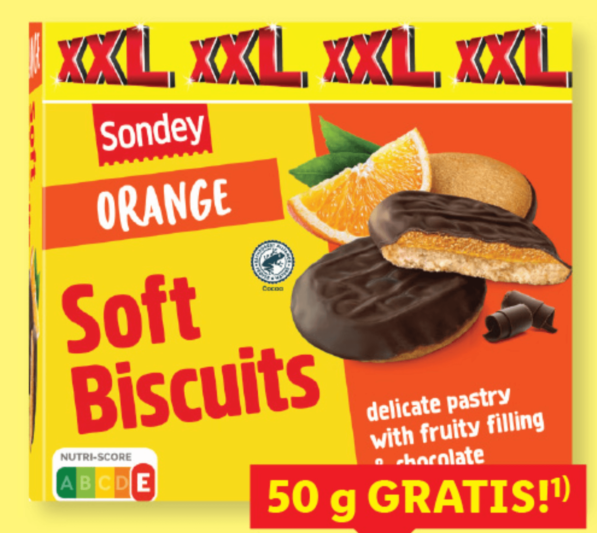 Sondey Biskvitni keksi s sadnim želejem XXL 450 g