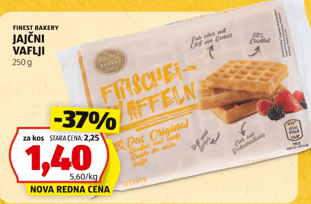 FINEST BAKERY JAJÄNI VAFLJI 250 g - Akcija v trgovini Hofer