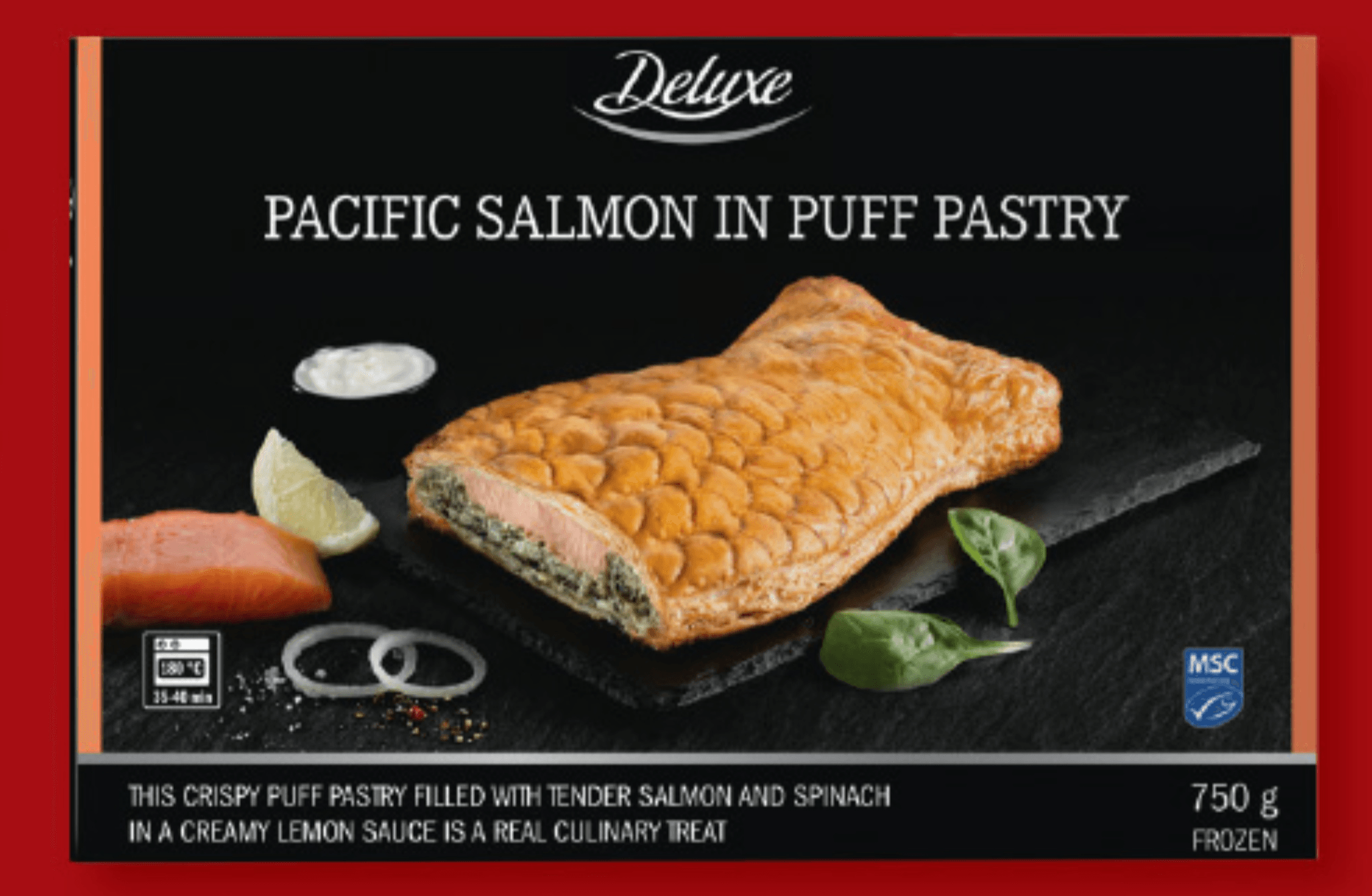 Deluxe Pacifiški losos v listnatem testu 750 g