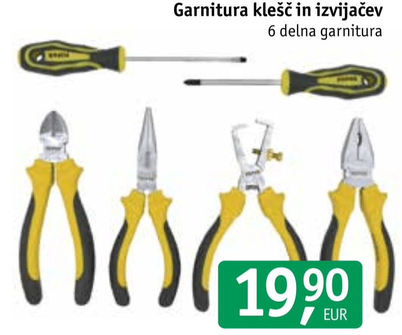 Garnitura klešč in izvijačev 6 delna garnitura
