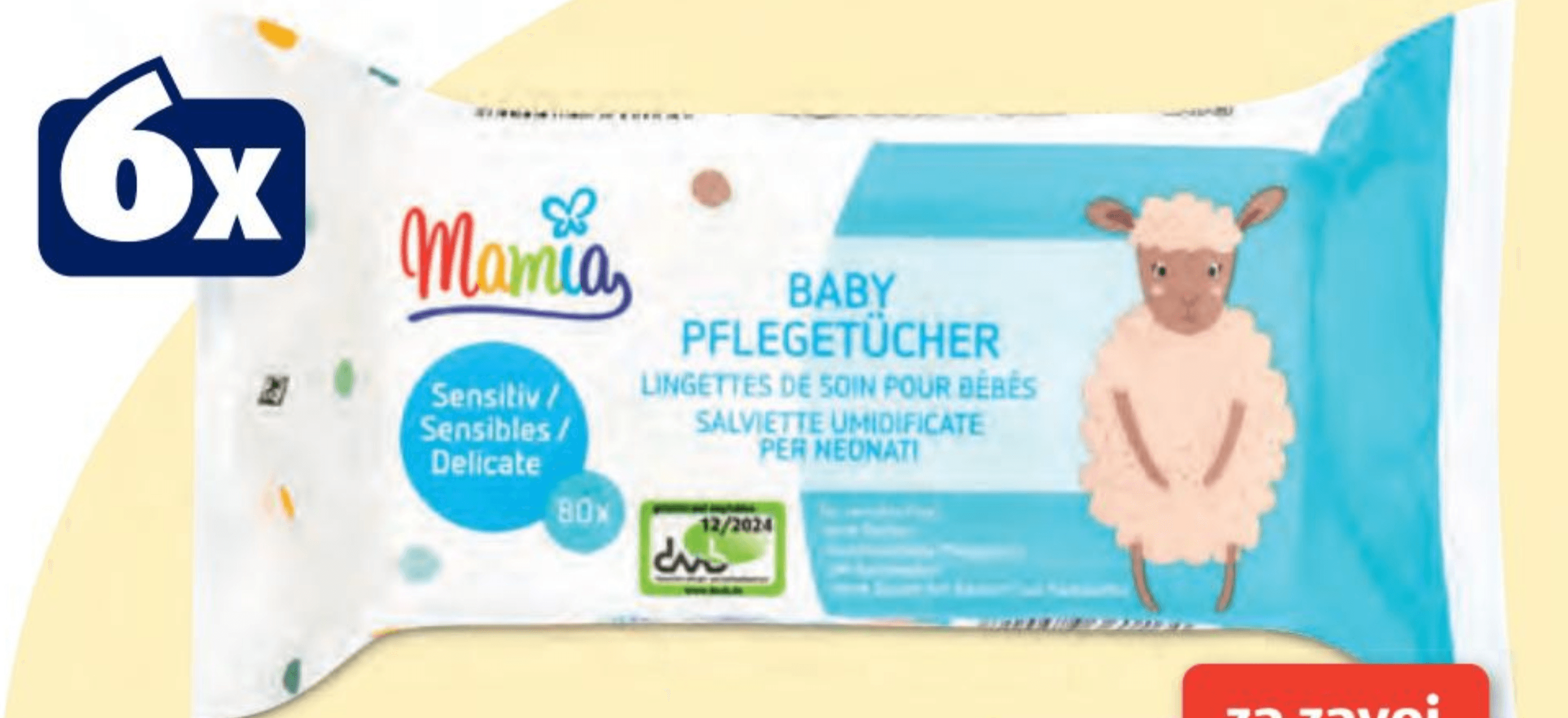 Otroški vlažni robčki 6 x 80 kosov