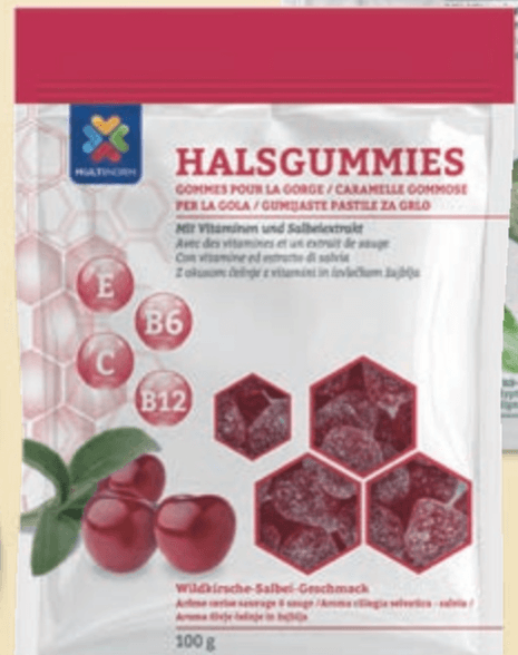 Multinorm Gumijaste pastile za grlo 100 g