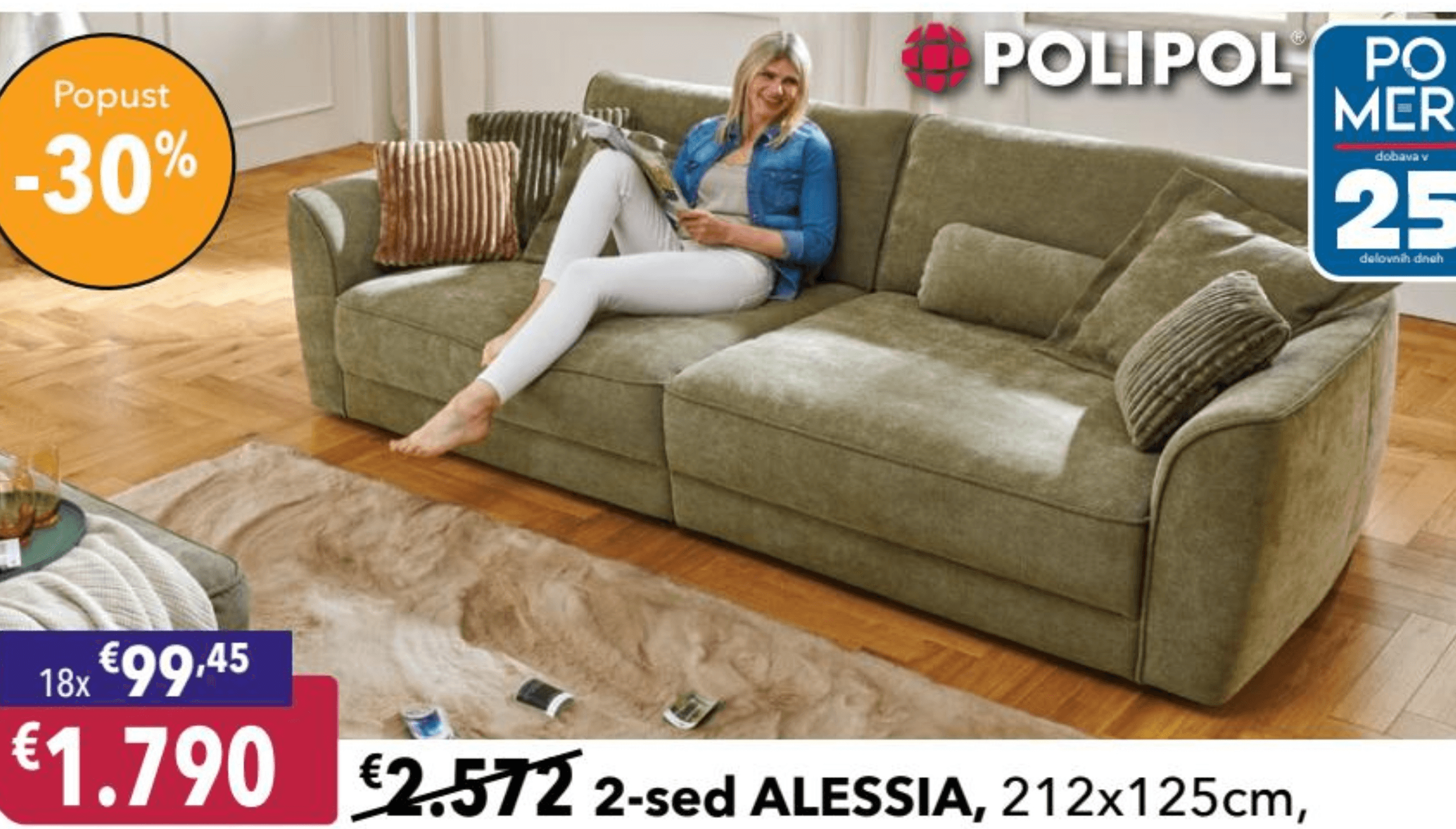 Polipol 2-sed ALESSIA - Akcija v trgovini Harvey Norman