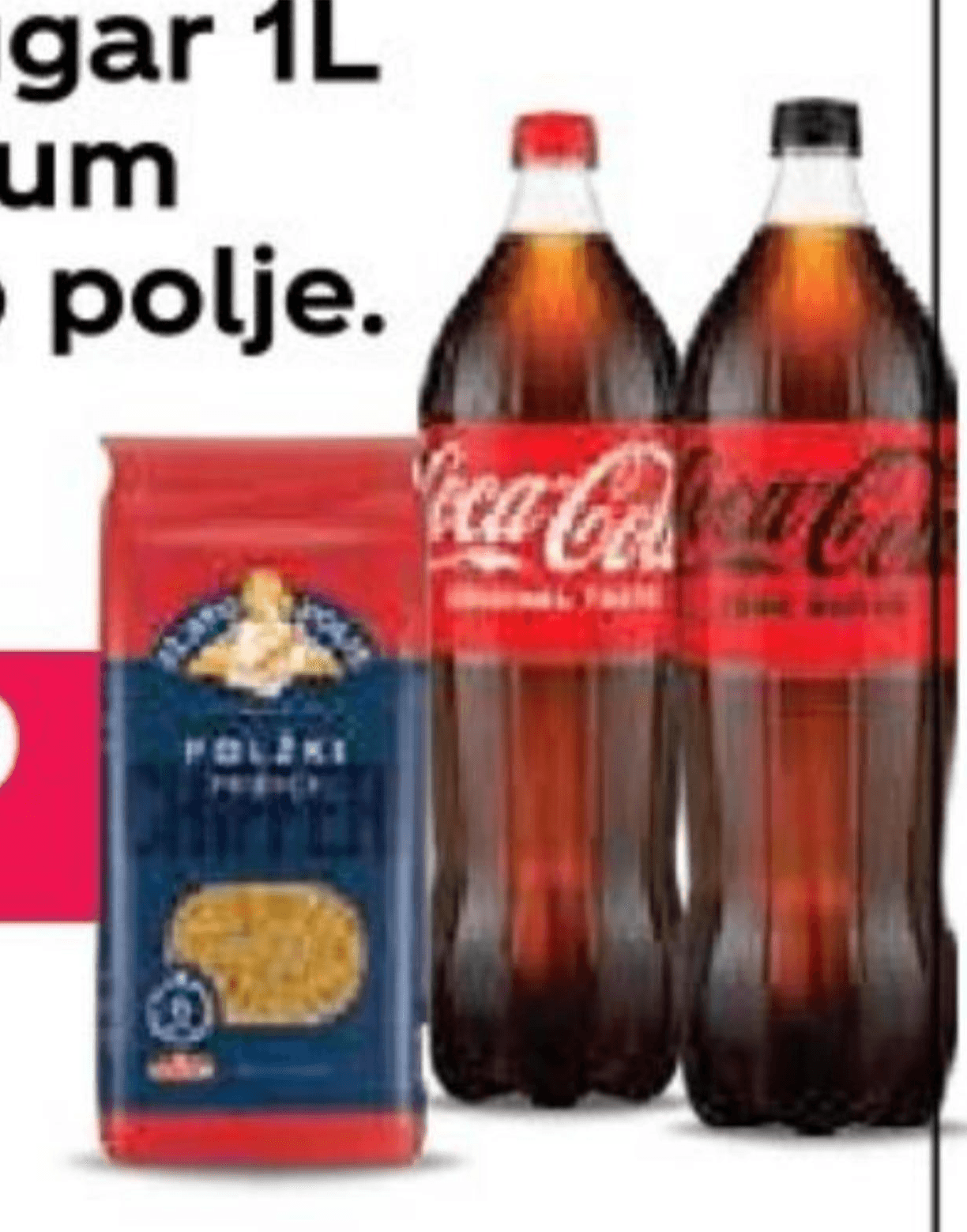 Coca-Cola ali Coca-Cola Zero Sugar + testenine durum Polžki Zlato polje 1L, 500g